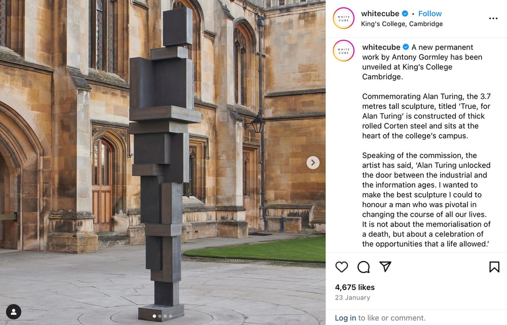 Dealbh den charragh-chuimhne le @whitecube air Instragram.